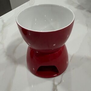 Red Ceramic chocolate fondue set